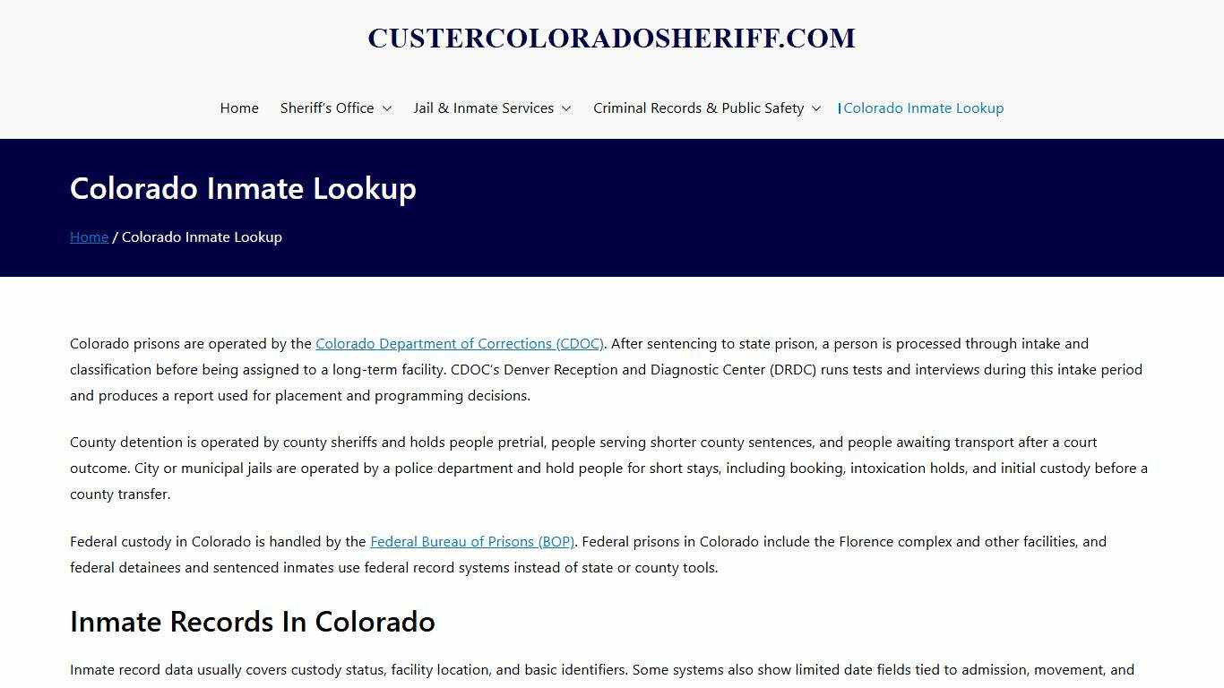 Colorado Inmate Lookup