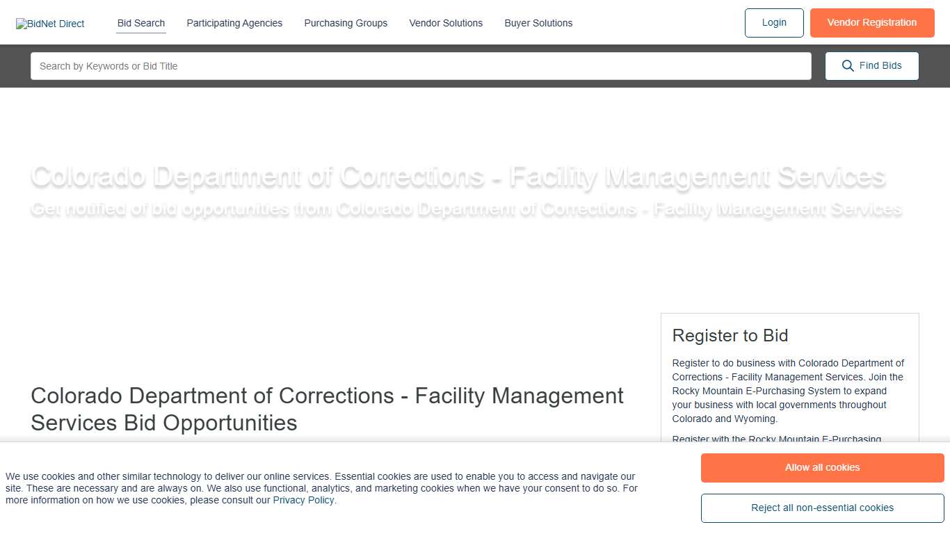 Colorado Department of Corrections - Facility Management Services - Bid Opportunities and RFPs | BidNet Direct